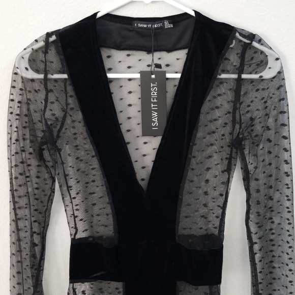 Velour & Mesh Contrast Mini Dress - Picture 2 of 8